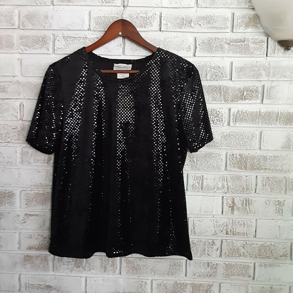 Vintage Kathie Lee Collection black Shimmering Top,Festive,Holidays